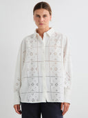 Witte broderie blouse cal java