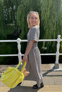 Bruine maxi jurk met ruit daisy dress