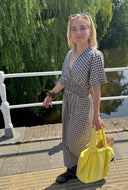 Bruine maxi jurk met ruit daisy dress