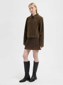 Bruine suède jacket marie faux suede jacket