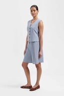 Lichtblauw pleated suit short blair