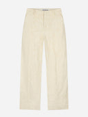 Ecru pantalon met relief lea trouser