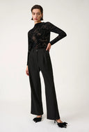 Zwarte longsleeve izzie velvet top