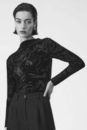 Zwarte longsleeve izzie velvet top