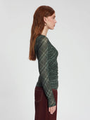 Groen geruite mesh top lila