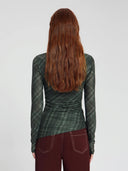 Groen geruite mesh top lila