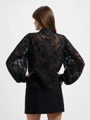 Zwarte blouse met bloemenprint jannie