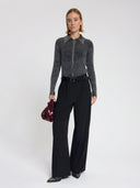 Donkergrijs ribgebreid vest tess
