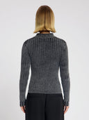 Donkergrijs ribgebreid vest tess