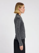 Donkergrijs ribgebreid vest tess