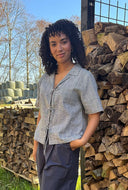 Geruite blouse moa tie check