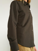 Bruine gestreepte blouse nusonya