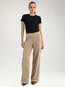 Beige rib broek nucelise