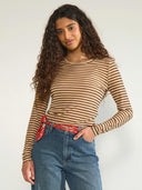 Gestreepte mesh top nusine