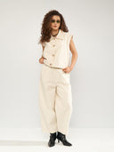 Beige barrel broek nusunna