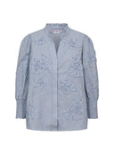 Gestreepte blouse met 3D bloemen nuemelia