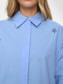 Blauwe blouse met embroidery nujuna