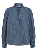 Blauwe blouse met strass steentjes nuemilie