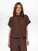 Bruine broderie blouse nupalma