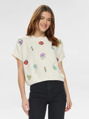 Creme pullover met embroidery nuamie