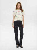 Creme pullover met embroidery nuamie