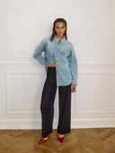 Stonewash denim blouse nukaysa