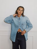 Stonewash denim blouse nukaysa