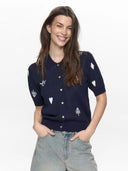 Donkerblauwe cardigan numalitta