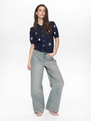 Donkerblauwe cardigan numalitta