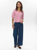 Roze gebreid vest nulana