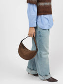 Suede tas leo midi chocoladebruin