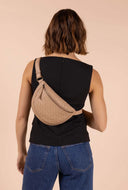 Ray bum bag woven soft grain leather sand
