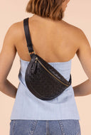 Ray bum bag woven soft grain leather black