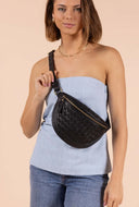 Ray bum bag woven soft grain leather black