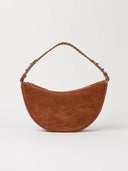 Cognac suede tas leo midi