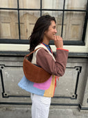 Cognac suede tas leo midi