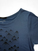 Donkerblauw t-shirt met opdruk bergen dots faded navy
