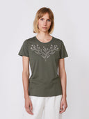 T-shirt met bloemenprint flowers organic khaki