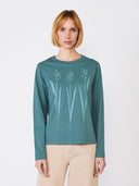 Groene longsleeve met opdruk paper grass green bay