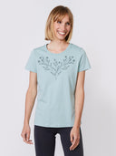 T-shirt met bloemenprint flowers jade green