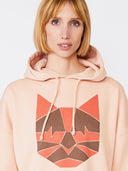 Peach hoodie met opdruk feline fraiche peche