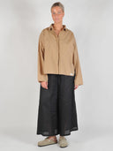 Camelkleurige katoenen blouse