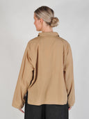 Camelkleurige katoenen blouse