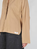 Camelkleurige katoenen blouse