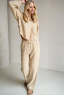 Lichtbruine linnen blouse