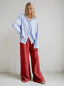 Lichtblauw gestreepte blouse