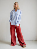 Lichtblauw gestreepte blouse