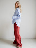 Lichtblauw gestreepte blouse