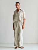 Beige linnen broek met zakken