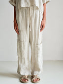 Beige linnen broek met zakken